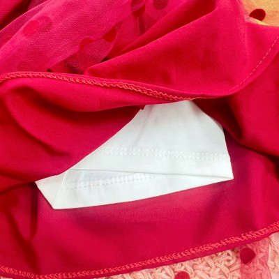 Conj. Blusa Manga Longa Big Laço e Short Saia em Tule com Bolinhas - Vermelho